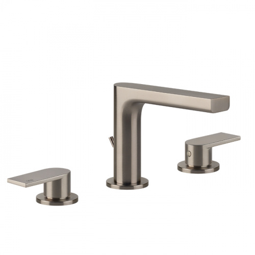 картинка Gessi Emporio Via manzoni Смеситель для раковины на 3 отверстия, донный клапан и соединительные шланги, цвет: Finox Brushed Nickel от магазина Сантехстрой