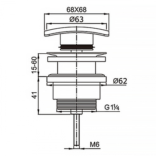 картинка Донный клапан AZARIO для раковины, квадрат, CLIC-CLAC, G 1 1/4, латунь, белый (AZ-106-WHI) от магазина Сантехстрой