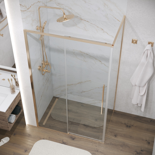 картинка Душевое ограждение Grossman Galaxy 100.K33.01.110.32.00-200.K33.01.80.32.00 (110х80х195) раздвижная,золото сатин,стекло прозрачное,2 места от магазина Сантехстрой