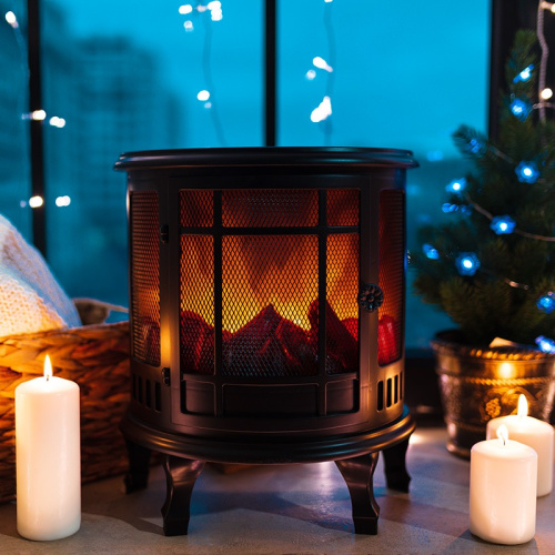 картинка Светодиодный камин Винтаж с эффектом живого огня 30х16х35,5 см,  батарейки 3хС (не в комплекте) и USB (в комплекте) от магазина Сантехстрой