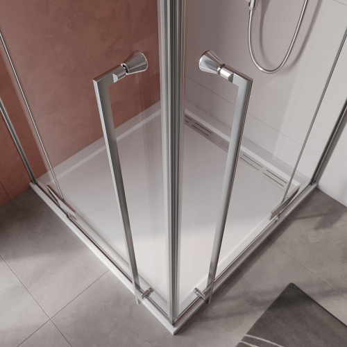 картинка Душевой уголок Cezares Liner 90x90 LINER-A-2-90-C-Cr профиль Хром стекло прозрачное от магазина Сантехстрой