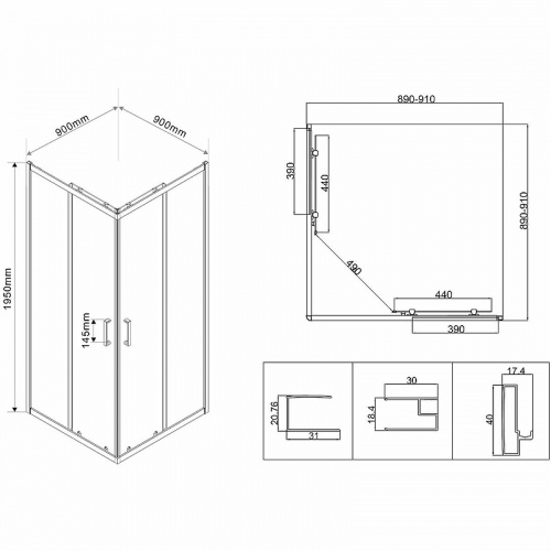картинка Душевой уголок Vincea vss-5ct900mt от магазина Сантехстрой