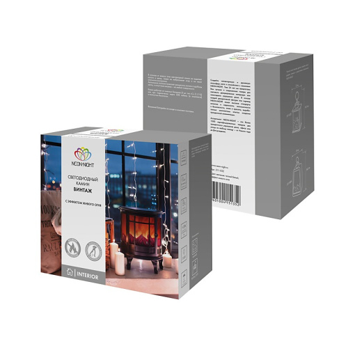 картинка Светодиодный камин Винтаж с эффектом живого огня 30х16х35,5 см,  батарейки 3хС (не в комплекте) и USB (в комплекте) от магазина Сантехстрой