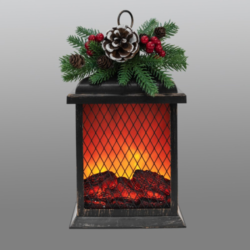 картинка Светодиодный камин Рождество с эффектом живого огня 15х14х26см,  батарейки 2хС (не в комплекте) и USB,  бронзовый NEON-NIGHT от магазина Сантехстрой
