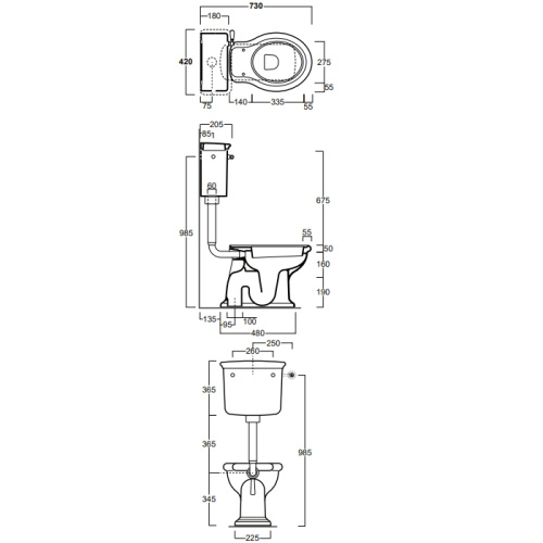 картинка SIMAS Lante Бачок для унитаза LA01/LA02 (для низкой трубы), 42х20,5см, c фронтальным отверстием для ручки механизма, цвет белый от магазина Сантехстрой