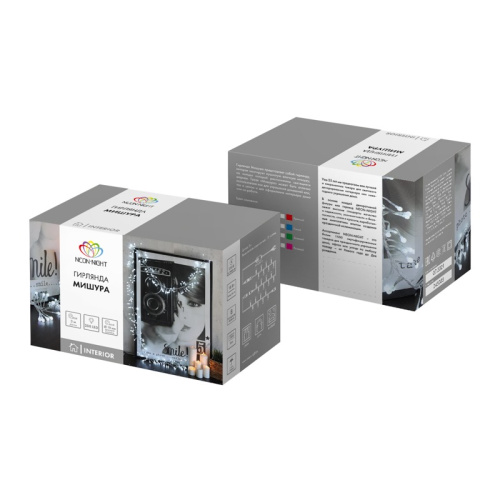 картинка Гирлянда Мишура LED 3 м,  темно-зеленый ПВХ,  288 диодов,  цвет белый + теплый белый от магазина Сантехстрой