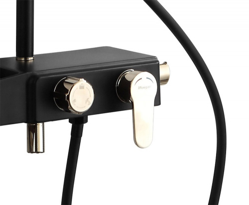 картинка Душевая система AZARIO с поворотным изливом, керамический картридж, черный/золото (AZ-801-2) от магазина Сантехстрой