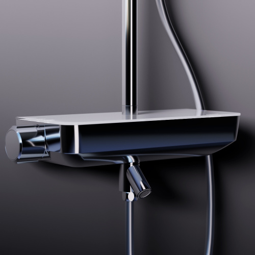 картинка 936730000 Scandinavian Pure душевая система с ванно-душевым смесителем-полкой, хром от магазина Сантехстрой