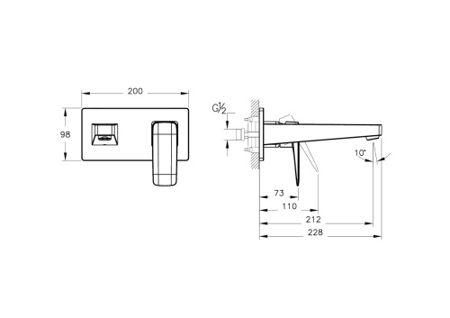 картинка Встраиваемый смеситель для раковины VitrA Root Square A4273836EXP матовый черный латунь от магазина Сантехстрой