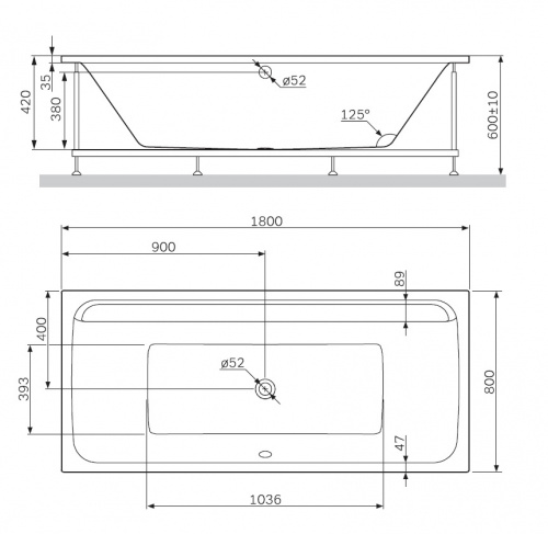 картинка W52A-180-080W-R Inspire V2.0 каркас для ванны 180х80 , комплект от магазина Сантехстрой