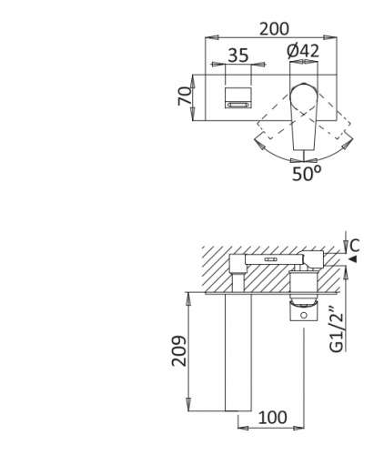 картинка Встраиваемый смеситель для раковины CEZARES NAUTIC-BLI-BIO от магазина Сантехстрой