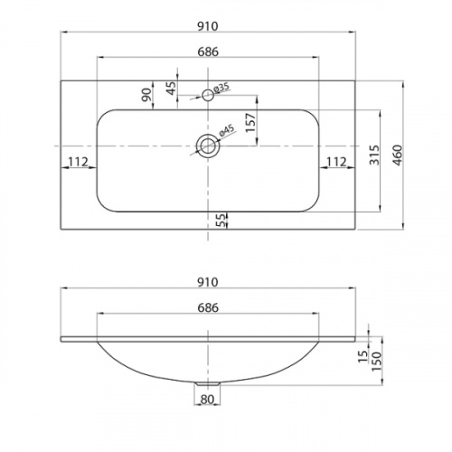 картинка Раковина BelBagno BB910/465-LV-VTR-BO 91 белый матовый от магазина Сантехстрой