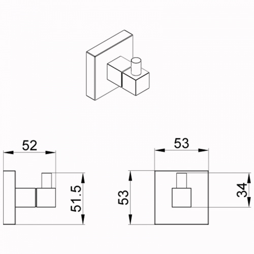 картинка Крючок одинарный AZARIO RINA, хром (AZ-87005) от магазина Сантехстрой