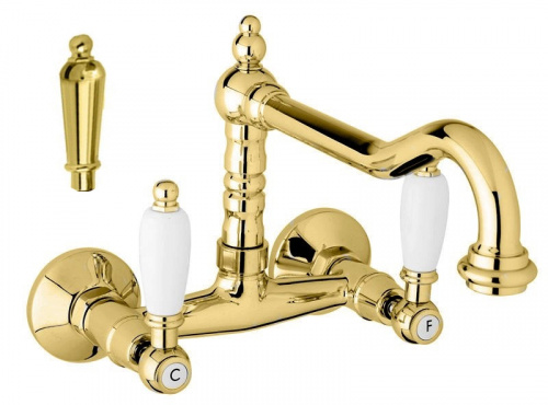 картинка Смеситель для кухни золото 24 карат, ручки металл Cezares First FIRST-LLP-03/24-M от магазина Сантехстрой