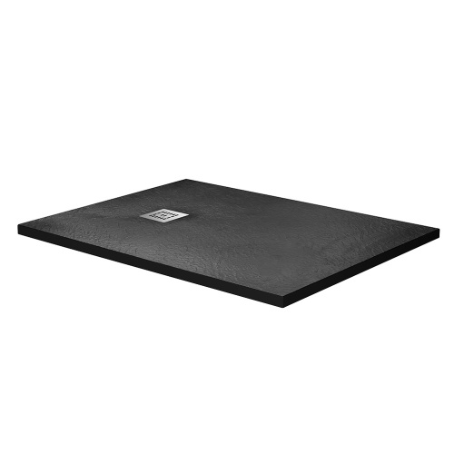 картинка Душевой поддон из искусственного мрамора в комплекте с сифоном BelBagno UNO TRAY-MR-UNO-AH-120/80-35-NERO-CR от магазина Сантехстрой