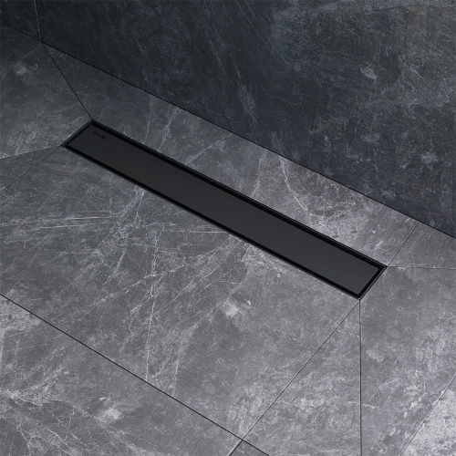 картинка W01SC-U11-050-04BM MasterFlow Трап для душа линейный универс затвор Tile 50см цвет черн мат от магазина Сантехстрой
