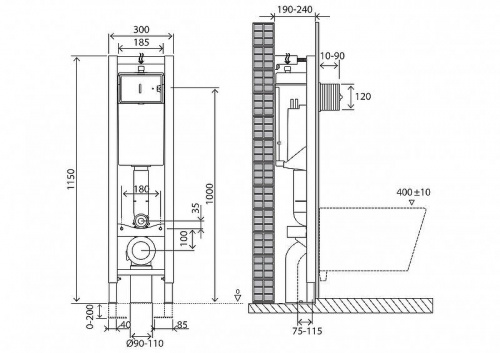 картинка Инсталляция BelBagno BB003-30 для подвесного унитаза без клавиши смыва от магазина Сантехстрой