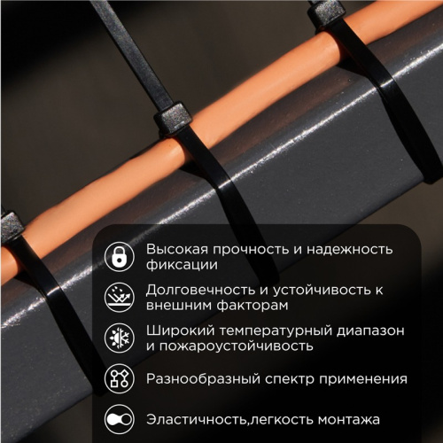 картинка Хомут-стяжка кабельная нейлоновая 150x2,5мм,  черная (100 шт/уп) PROconnect от магазина Сантехстрой