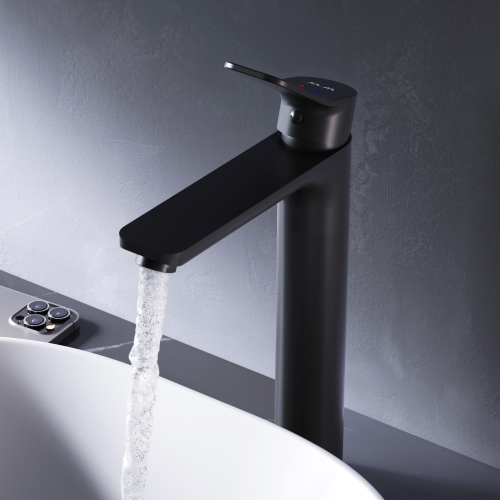 картинка F85A92022 X-Joy, смеситель д/умывальника высокий, черный, шт. от магазина Сантехстрой