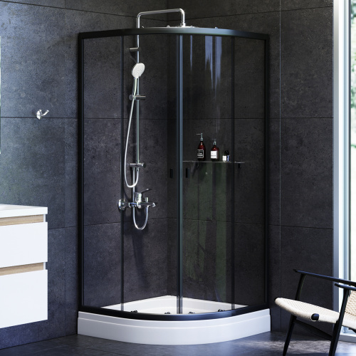 картинка W88G-205-090BT64 X-Joy Twin Slide,  Душевое ограждение без  поддона, 90x90, профиль черный от магазина Сантехстрой