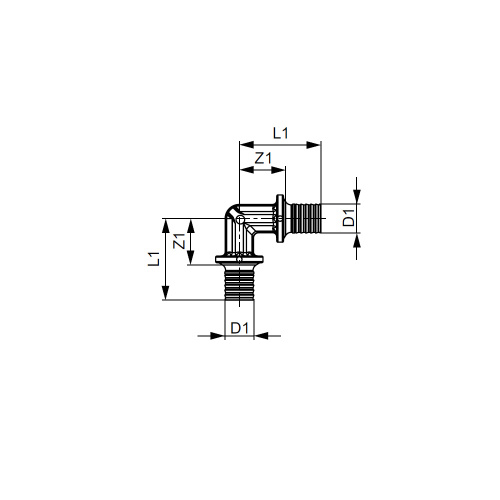 картинка Уголок соединительный, TECE, TECEflex, 90°, 63 x 63, латунь от магазина Сантехстрой