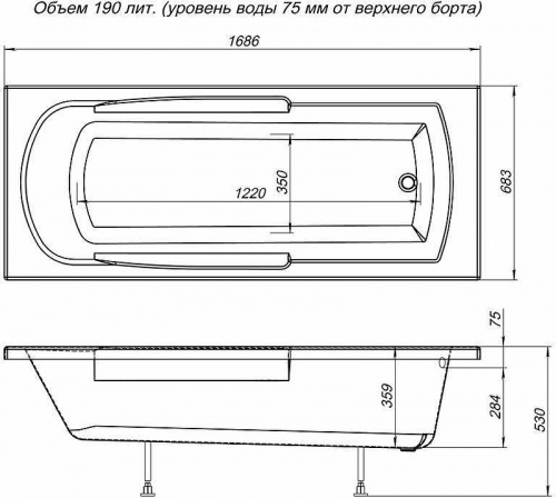 картинка Акриловая ванна Aquanet Extra 170x70 205482 без гидромассажа от магазина Сантехстрой
