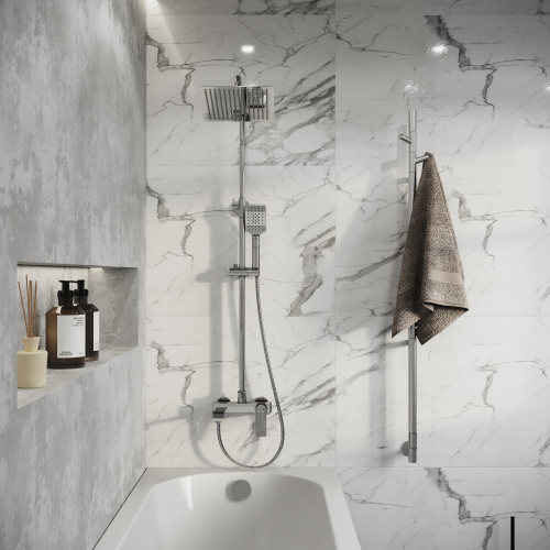 картинка Душевая стойка Cosmo 500.K35.02.100 с верхним душем, ручной лейкой и смесителем, хром глянцевый от магазина Сантехстрой