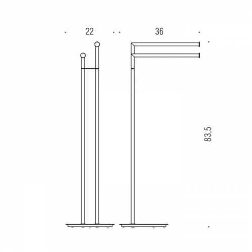 картинка Colombo Mini Стойка напольная с двойным п/держателем H83,5*36cм D22cм, цвет: черный матовый от магазина Сантехстрой