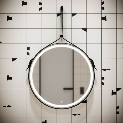 картинка Зеркало Sancos Dames 65 DA650 с подсветкой Черное с сенсорным выключателем от магазина Сантехстрой