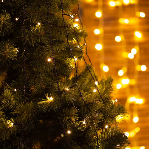картинка Елочная гирлянда с кольцом,  7 нитей по 1,8 метра,  цвет диодов теплый белый,  не соединяется от магазина Сантехстрой
