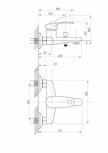 картинка Смеситель для ванны с душем FAUZT FZs-840-115 тип См-ВОРНШлА от магазина Сантехстрой