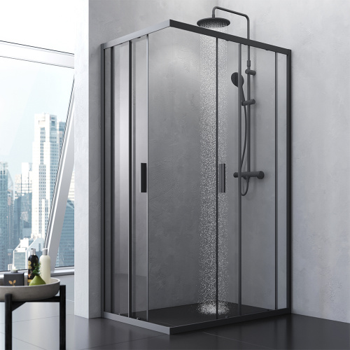 картинка W93G-404-120280-BT Gem S Twin Slide 120x80. Душевое ограждение,120x80, профиль черный мат., стекло п от магазина Сантехстрой