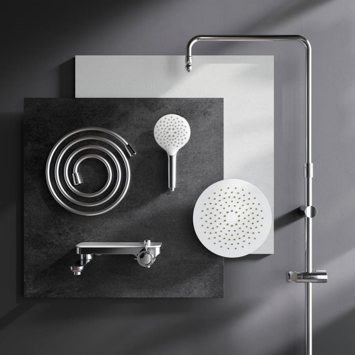 картинка F0780700 Like, душ.система: см-ль-полка д/ванны/душа, душ.штанга 1030-1460мм, верхний душ 220 мм, ру от магазина Сантехстрой