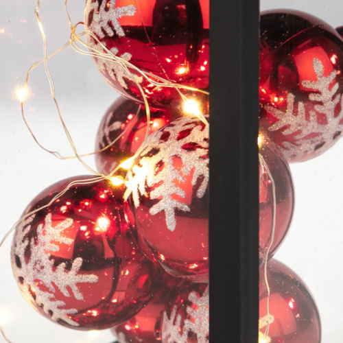 картинка Декоративный фонарь с шариками,  черный корпус,  размер 14х14х27 см,  цвет теплый белый от магазина Сантехстрой