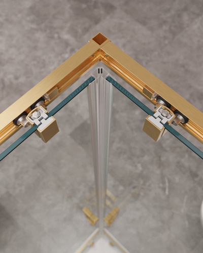 картинка Душевой уголок Cezares Molveno 130x130 MOLVENO-A-22-100+30-C-BORO-IV профиль Брашированное золото стекло прозрачное от магазина Сантехстрой