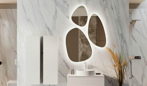 картинка Зеркало Jorno Stone 80 Stn.05/W/JR с подсветкой капля (3 шт) от магазина Сантехстрой