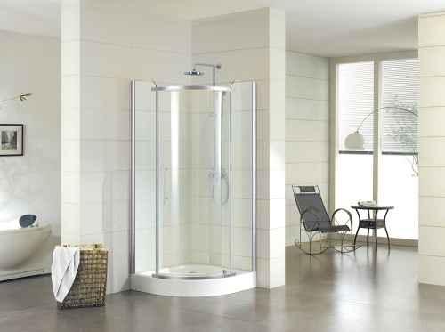 картинка Душевое ограждение Azario EDMONTON 900х900х2000, БЕЗ ПОДДОНА, распаш дверь, 8 мм, профиль хром от магазина Сантехстрой