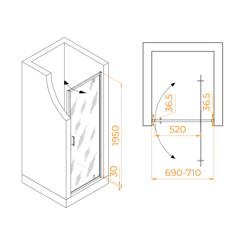 картинка Душевая дверь RGW LE-102 (Прозрачное, 700) от магазина Сантехстрой