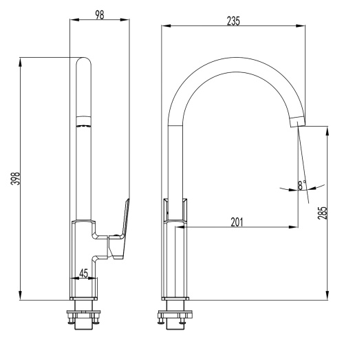 картинка Смеситель для кухонной мойки Azario HARDCORE керамический картридж, хром (AZ-VJG568277C) от магазина Сантехстрой