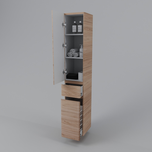 картинка Колонна универсальная "Атлантика 35 L" с корзиной, Люкс ясень перламутр, PLUS от магазина Сантехстрой