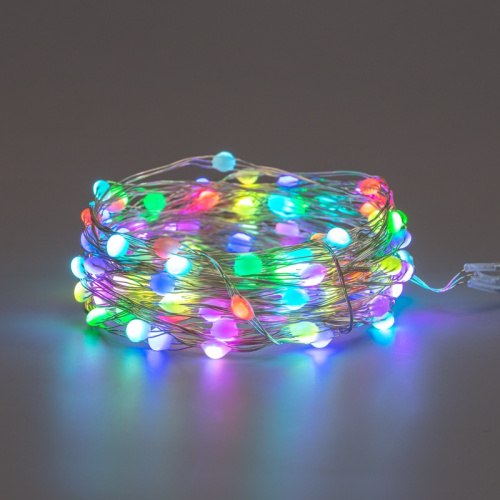 картинка Гирлянда Роса 10м,  100LED, RGB,  IP44, на батарейках 3хАА,  с пультом 44 режима NEON-NIGHT от магазина Сантехстрой