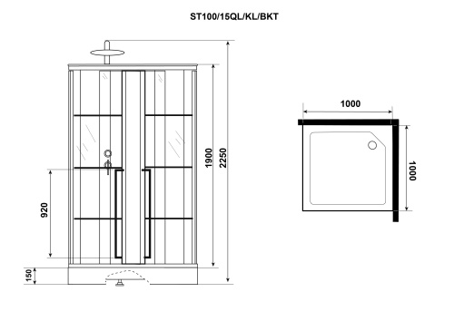 картинка Душ.каб. Niagara Standart ST100/15QL/KL/BKT (1000х1000х2250) 3 места от магазина Сантехстрой