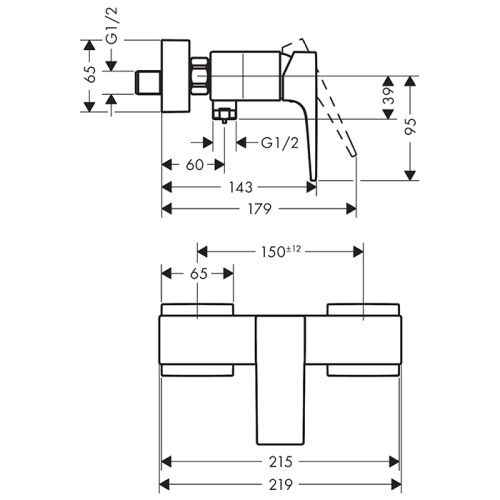картинка HG Metropol Смеситель для душа, настенный, цвет: шлифованная бронза от магазина Сантехстрой