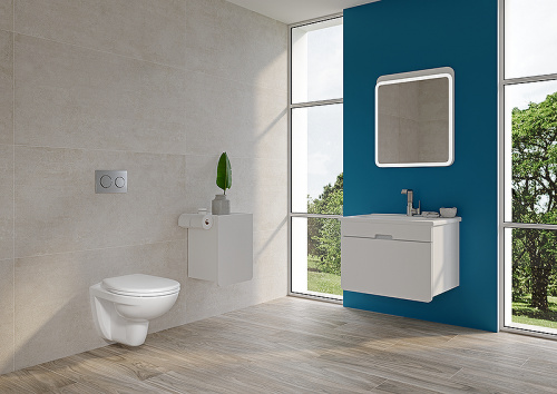картинка Комплект унитаза с инсталляцией Vitra Normus 9773B003-7202 с сиденьем и кнопкой смыва Хром от магазина Сантехстрой