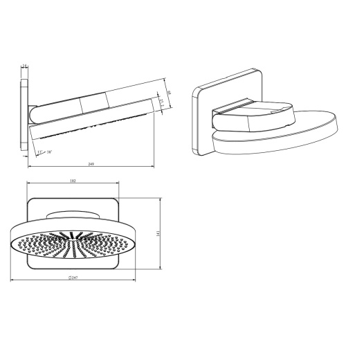 картинка Верхний душ Inspire VSHD-3I1CGM, вороненая сталь от магазина Сантехстрой