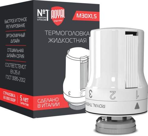 картинка Термоголовка жидкостная Royal Thermo, M30 x 1,5 (белый) от магазина Сантехстрой