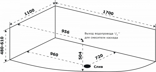 картинка Ванна акриловая Azario Микона170х110 правая от магазина Сантехстрой