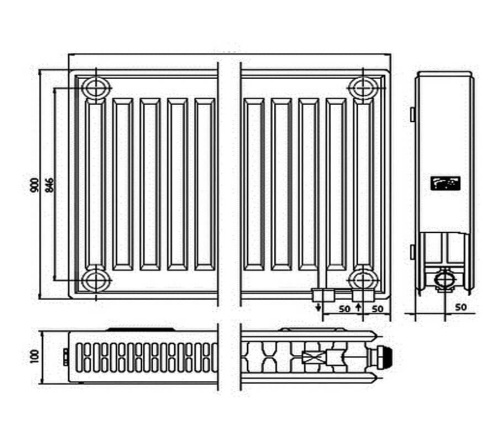 картинка Kermi FTV 22 900x500 панельный радиатор с нижним подключением от магазина Сантехстрой