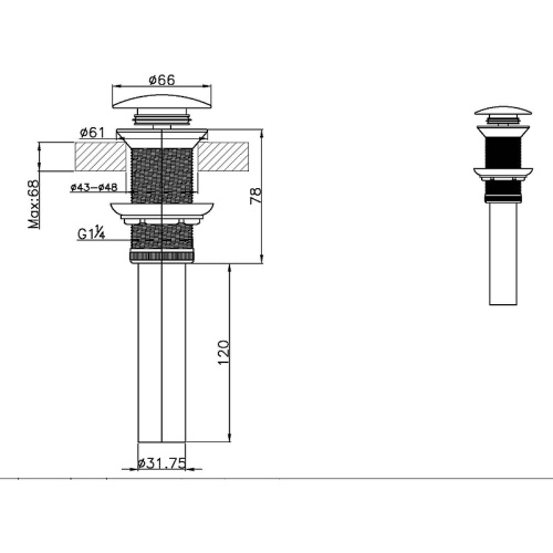 картинка Донный клапан Bravat P6420BW-ENG Черный от магазина Сантехстрой