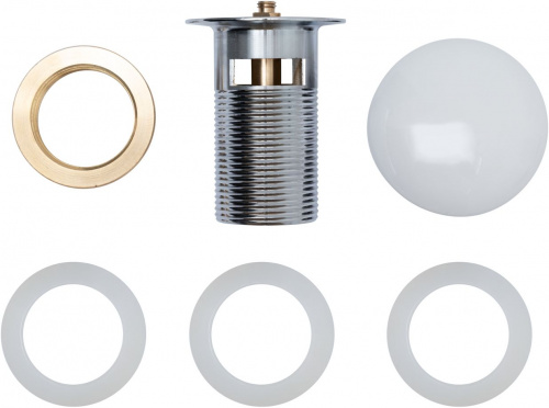 картинка Донный клапан латунь с переливом крышка керамика белый (333927) от магазина Сантехстрой